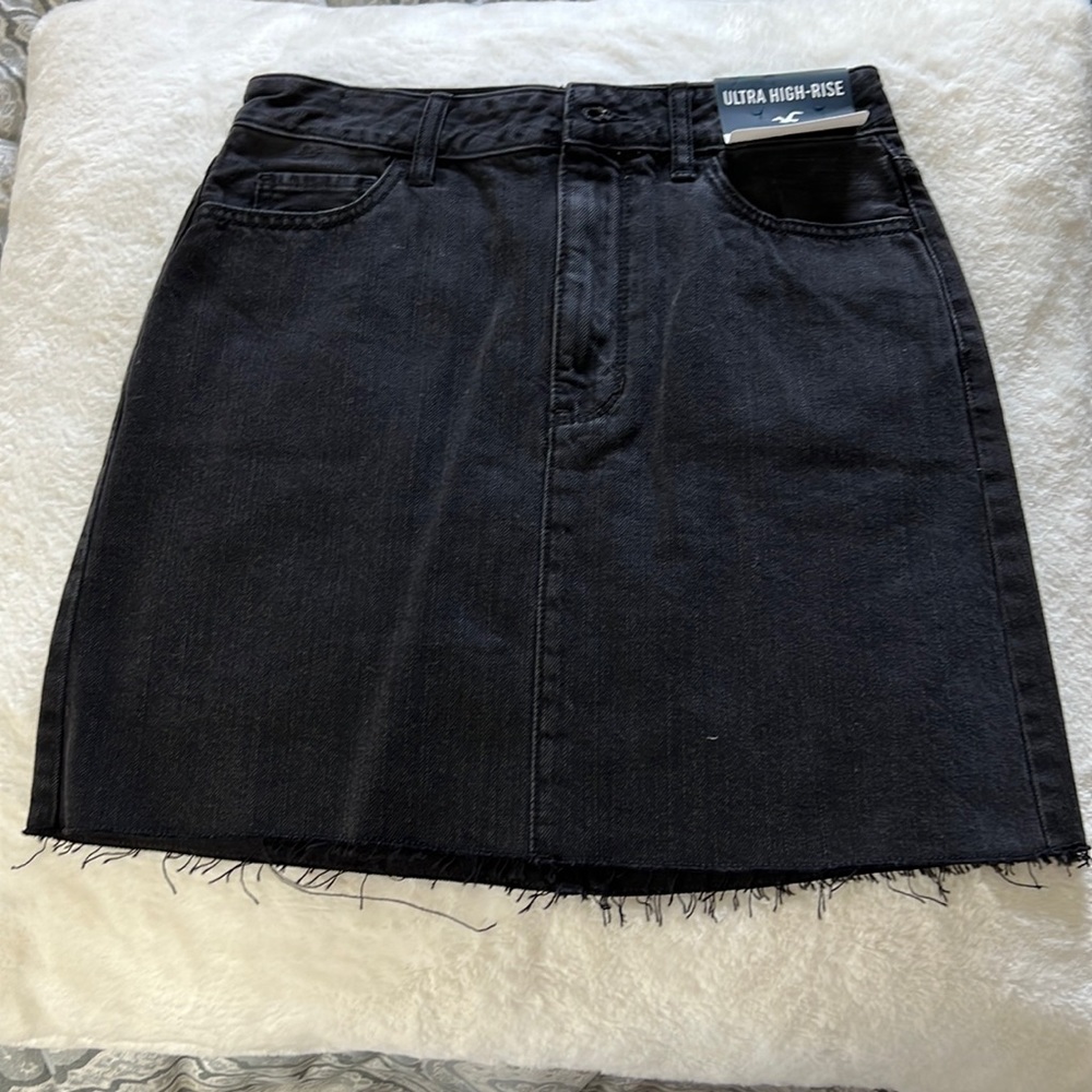 Black denim skirt